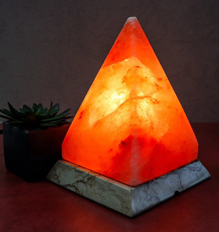 Pyramid Shape Salt Lamp 7-8 lb Marble Base #LV3584