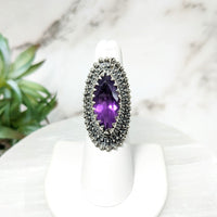 Thumbnail for Faceted Amethyst Sz. 6 Tribal Ring #LV4457