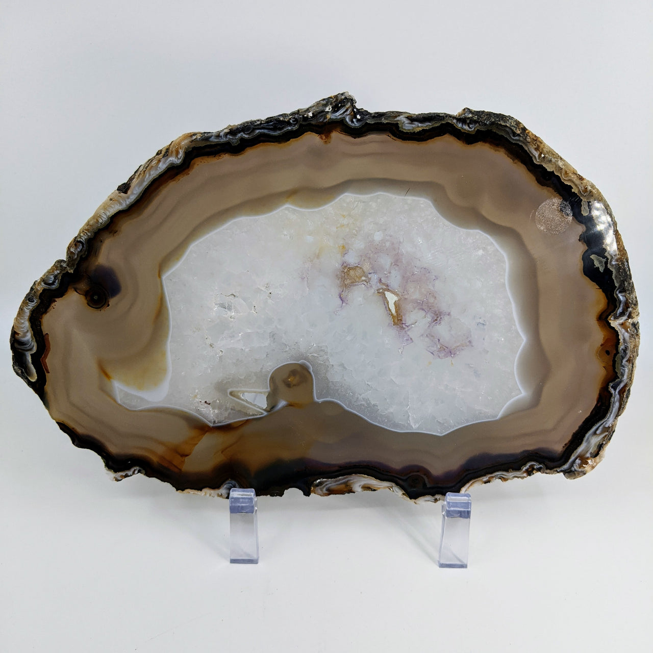 Natural Agate 9" Polished Slice w Stand #LV4680