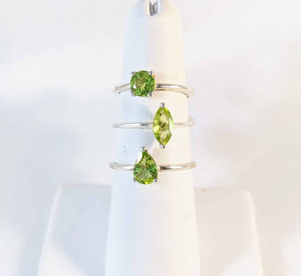 Peridot Faceted Dainty Sterling Silver Stackable Ring Prong Setting #J937