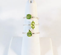 Thumbnail for Peridot Faceted Dainty Sterling Silver Stackable Ring Prong Setting #J937