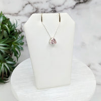 Thumbnail for Pink Morganite Faceted Necklace Sterling Silver Slider Pendant on 18