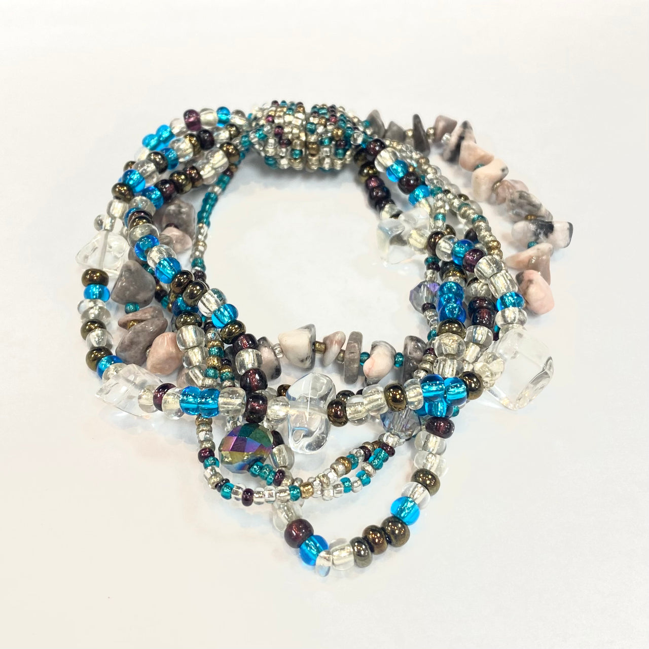Crystal Beaded 6 Strand 7.5" Bracelet w/ Magnet Clasp #LV1779