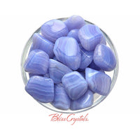 Thumbnail for 1 Blue Lace Agate Tumbled Stone (3 Sizes - L XL Jumbo) for 