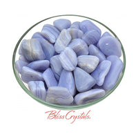Thumbnail for 1 Blue Lace Agate Tumbled Stone w/ Martix Grade A (3 Sizes -
