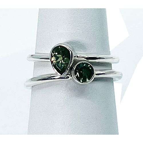 1 Green Tourmaline Stackable Faceted Sterling Ring #SK6821G 