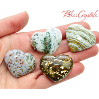 Thumbnail for 1 Medium OCEAN JASPER Heart Polished Healing Crystal and 