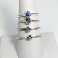 Thumbnail for 1 Tanzanite Faceted Sterling Silver Ring Dainty Stackable 