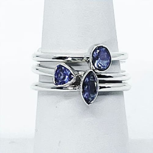 1 Tanzanite Faceted Sterling Silver Ring Dainty Stackable 