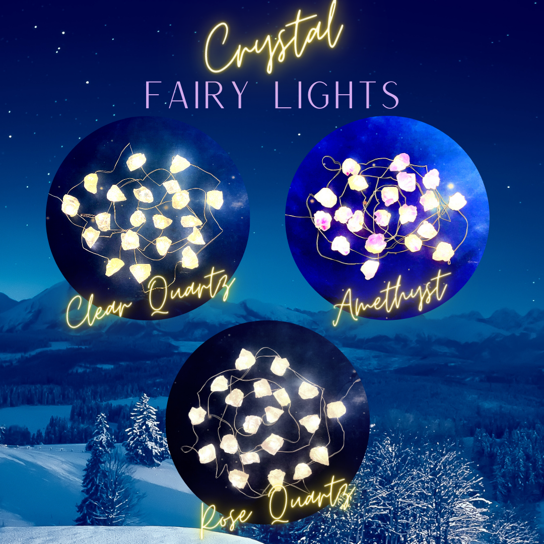 Crystal Fairy Light LED 6' String Amethyst, Rose or Clear Quartz #SK9503