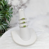 Thumbnail for Peridot Faceted Baguette Sterling Silver Dainty Stackable Ring Size 6 - 8 #LV3206