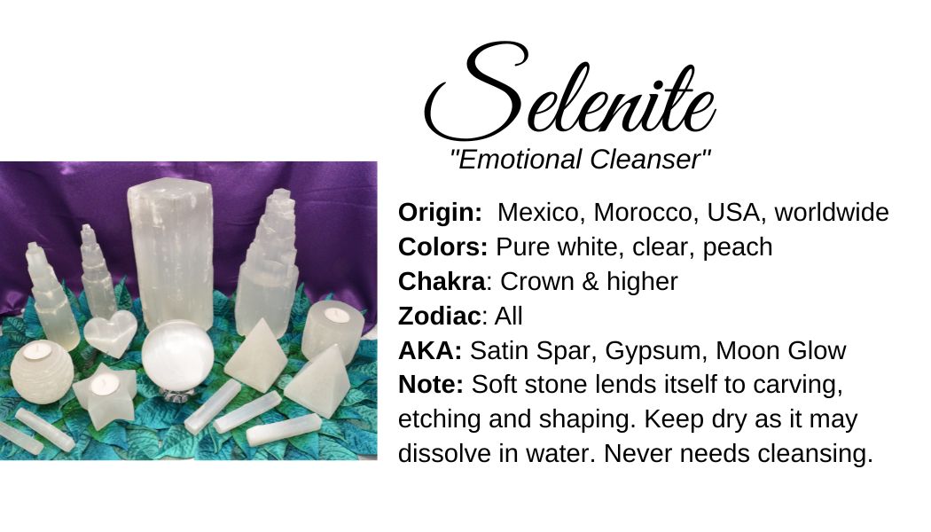Selenite Crystal Information Card, Double sided #HC33