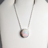 Thumbnail for Ethiopian Opal Sterling Silver Slider Pendant on 16
