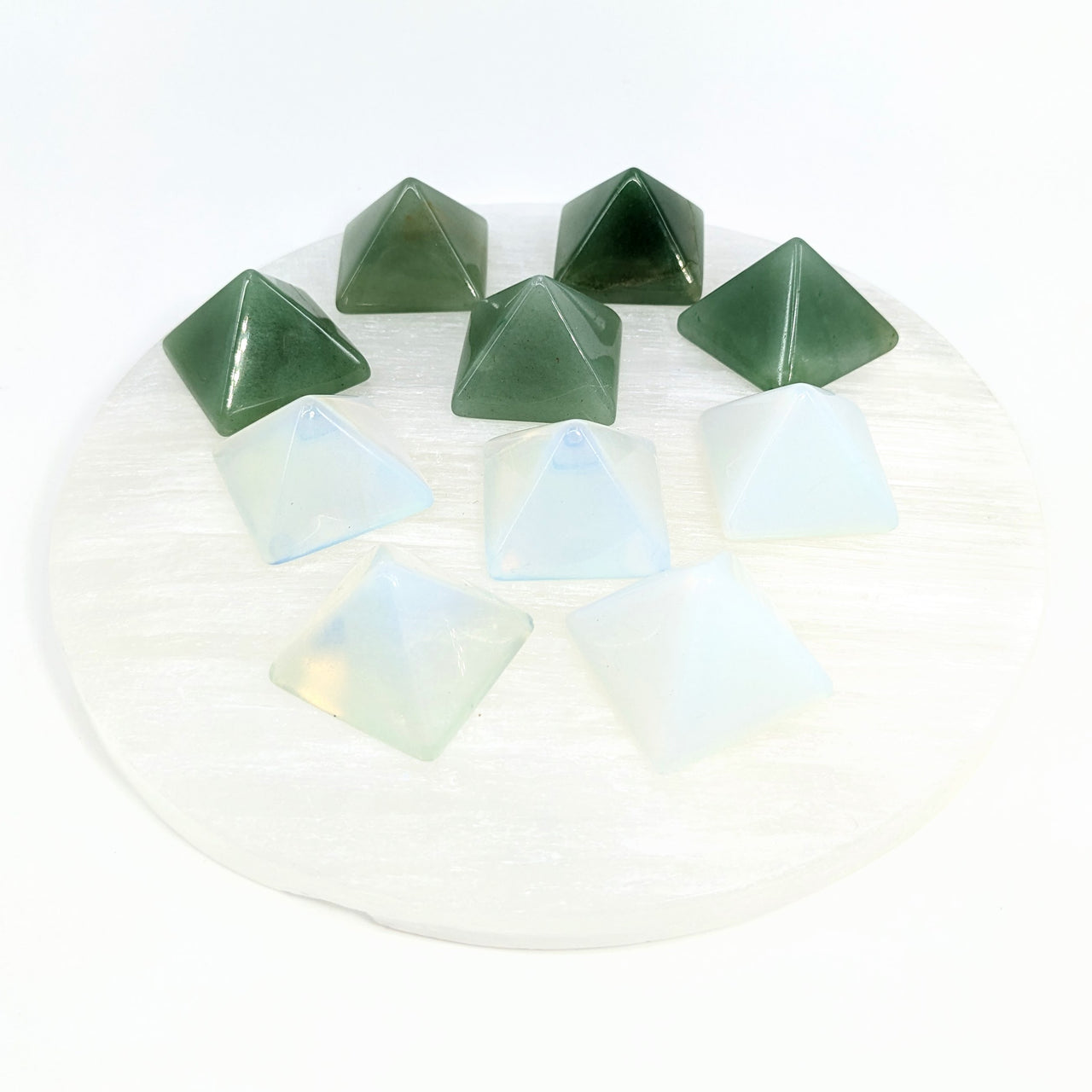 Crystal Pyramid 1" Assorted: Opalite, Green Aventurine #LV2413