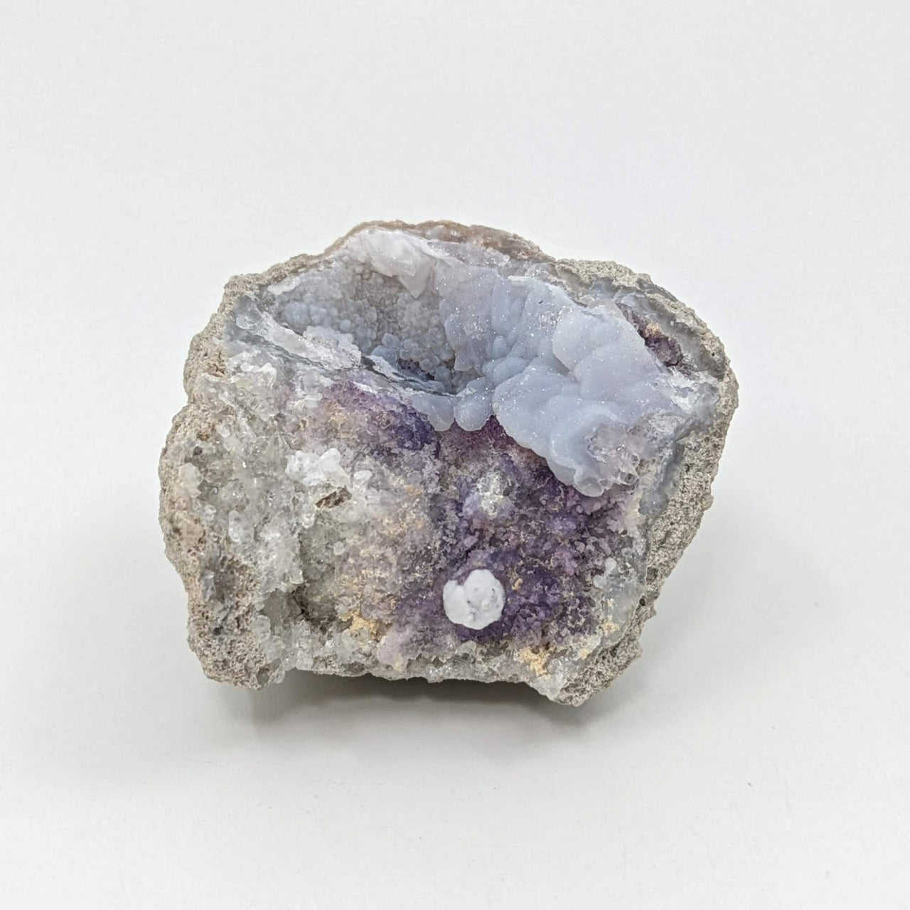 Blue Chalcedony + Purple Fluorite Geode (52g) #SK7275 - $47