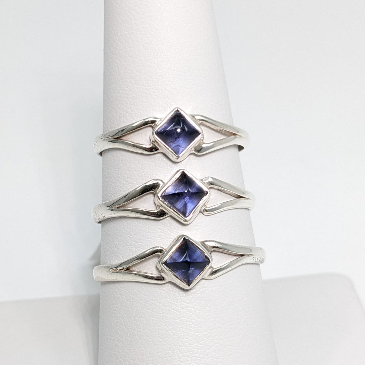 Iolite Dainty Ring Square Sterling Silver #SK7995 - $49