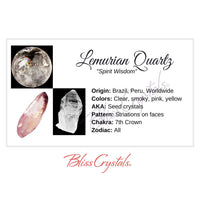 Thumbnail for LEMURIAN QUARTZ Crystal Information Card Double sided #HC69