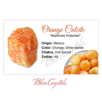 Thumbnail for ORANGE CALCITE Crystal Information Card Double sided #HC74
