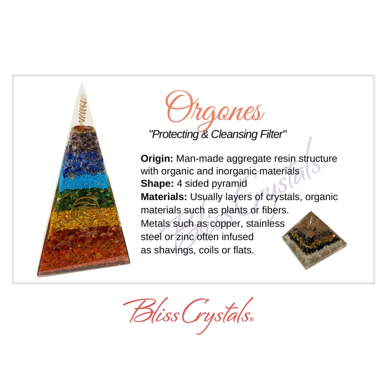 ORGONE Crystal Information Card Double sided #HC142