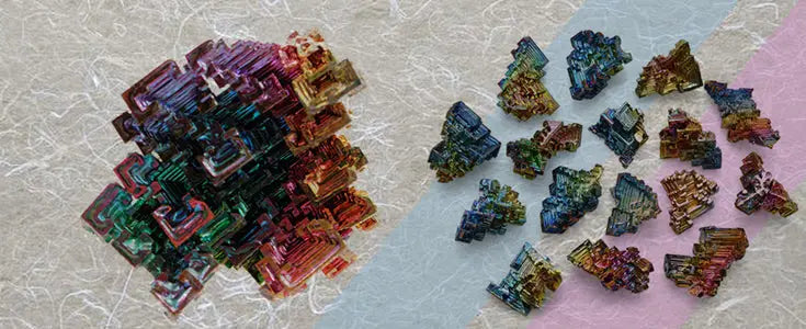 Collection of healing crystals and stones arranged aesthetically for energy work and spiritual healing.