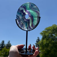 Rainbow Fluorite Donut in Metal Stand #BC1278