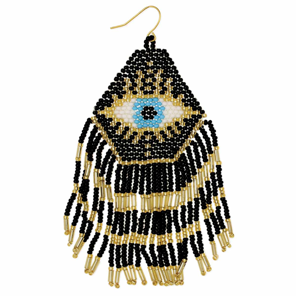 Evil Eye Bead Fringe Earrings #LV5281