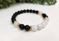 Thumbnail for Cleansing Bracelet with Black Obsidian & Selenite 8mm Beads 7.5