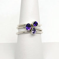 Thumbnail for Amethyst Faceted Stackable Dainty Ring, .925 Sterling Silver Sizes 4 - 10 #J523