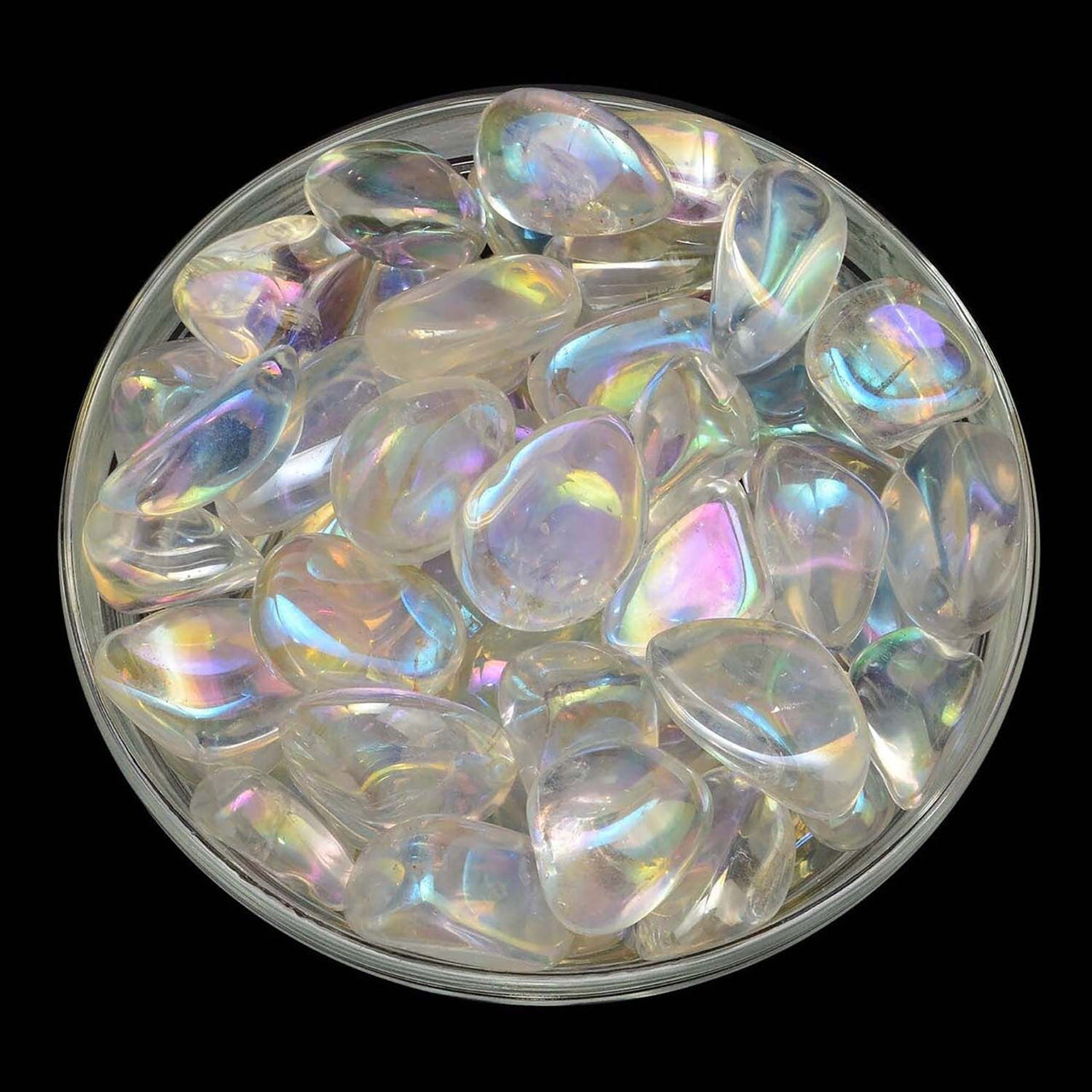 1 Large CLEAR QUARTZ Titanium Rainbow Aura Tumbled Stone aka Opal Aura Quartz Crystal #AQ01