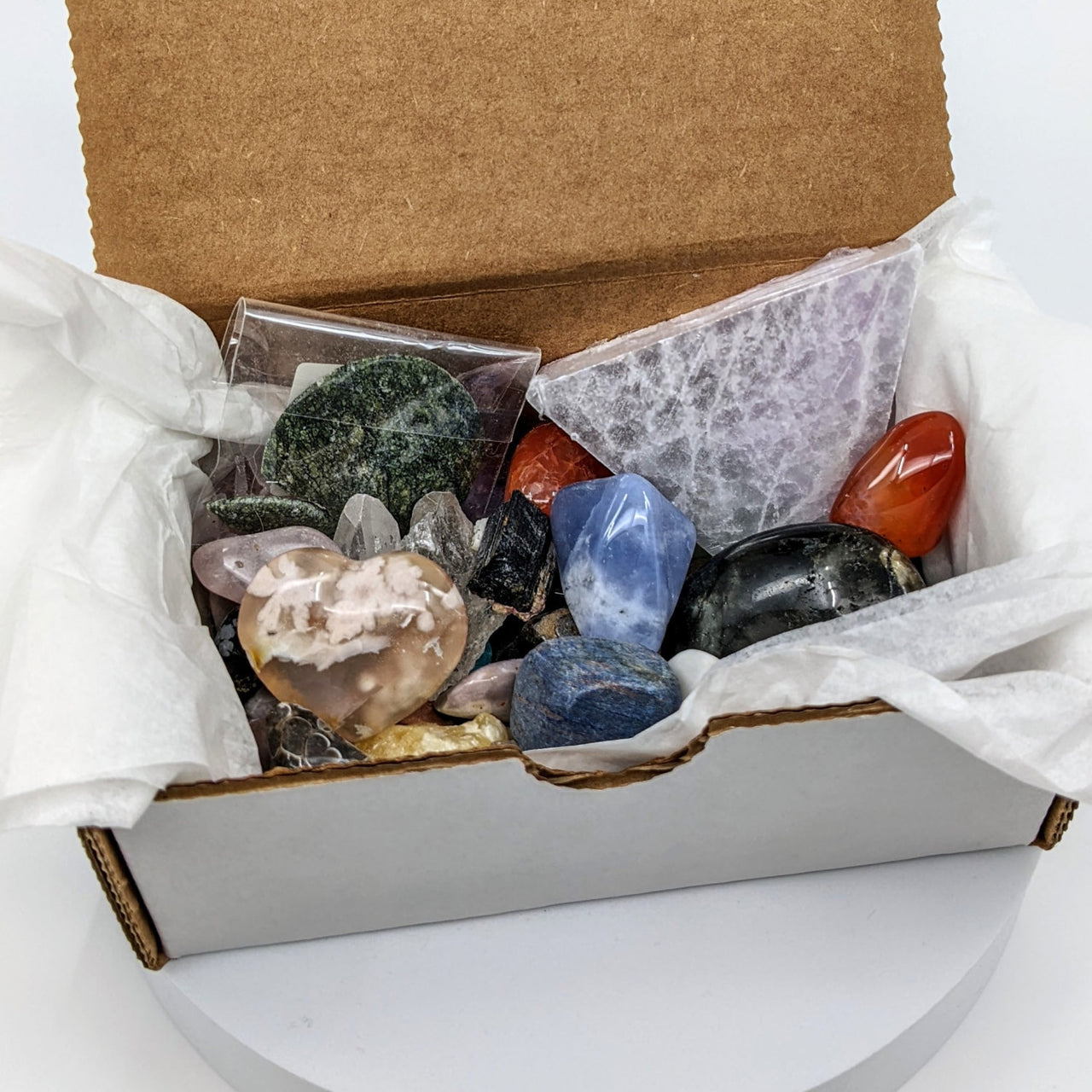 1 lb Treasure Box Mixed Stones #SK8100 filled with rough stones and tumbled treasures