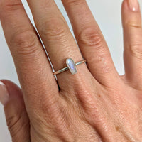 Thumbnail for Rainbow Moonstone Coffin Dainty S.S Ring #J829