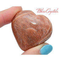 Thumbnail for 1 PEACH MOONSTONE Heart Stone Polished for Feminine Wisdom 