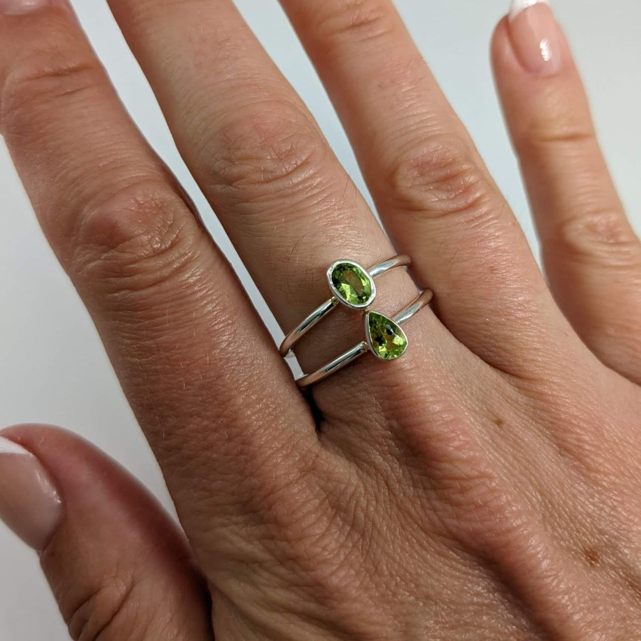 Peridot Dainty Sterling Silver Stackable Ring #J518