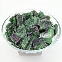 Thumbnail for Bowl of green and purple Ruby Zoisite crystals, polished slice, product code LV1254