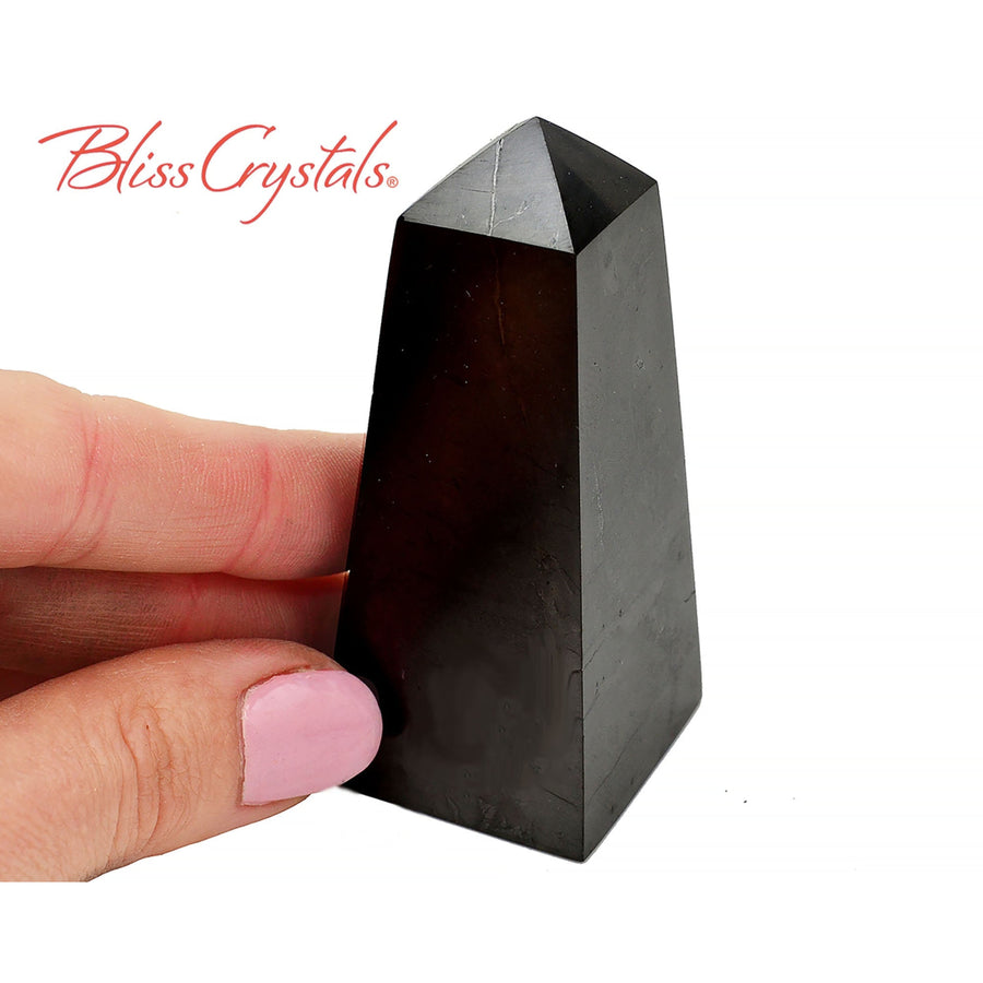 1 SHUNGITE Obelisk Polished Tower for Purification Healing 