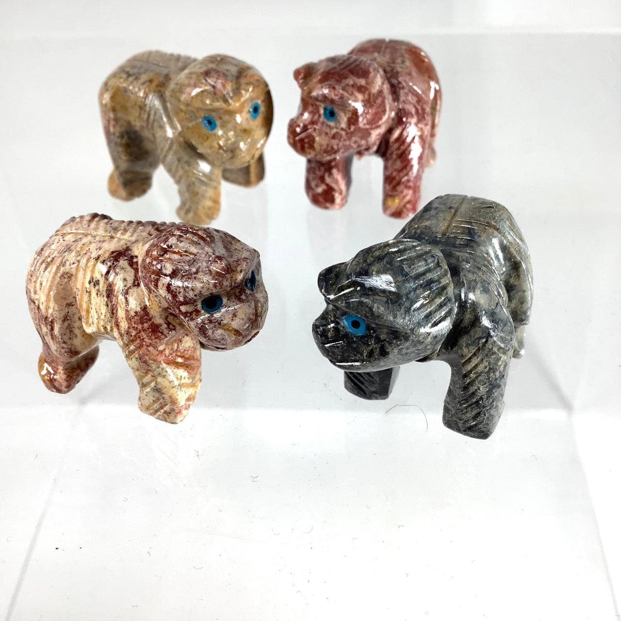 Soapstone Baby Animal Carving from Peru in clear case, unique décor piece #C005D