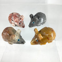 Thumbnail for 1 Soapstone Baby Animal Carving from Peru #C005D - Three Small Glass Fish Figurines Displayed