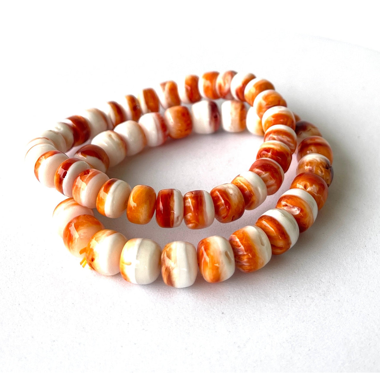 1 Spiny Oyster Bracelet Beaded VT017 with orange and white marble beads