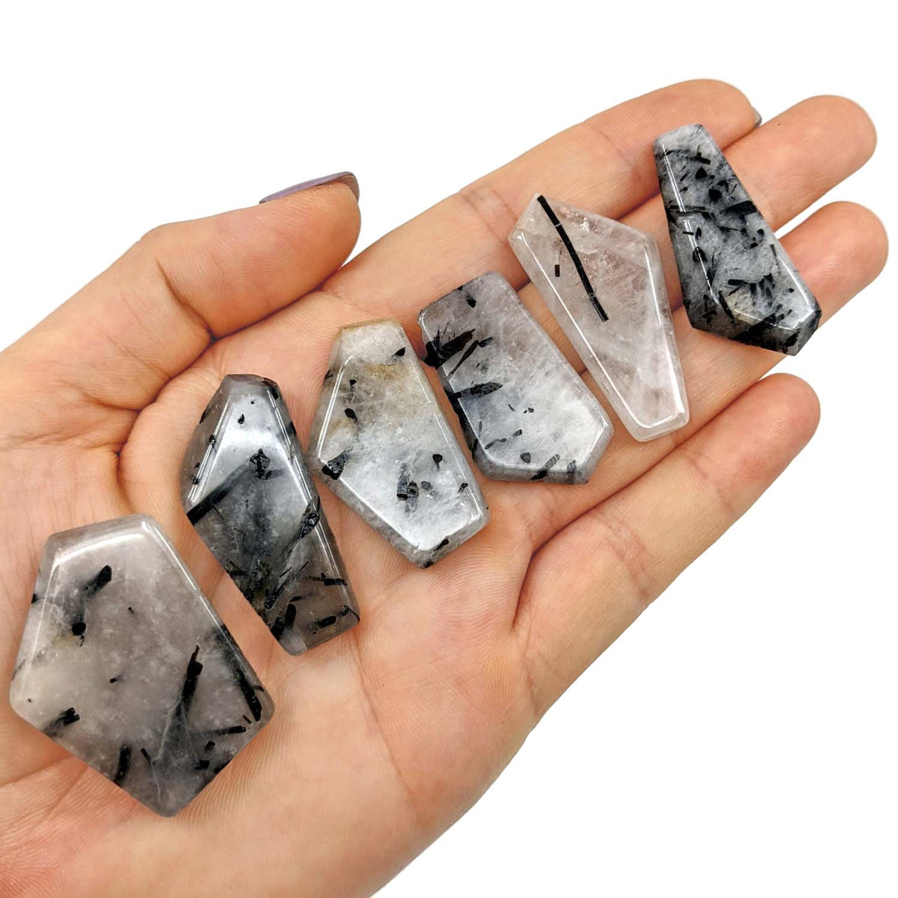 1 Tourmalinated Quartz Polished Pocket Stone (15g) #SK8391