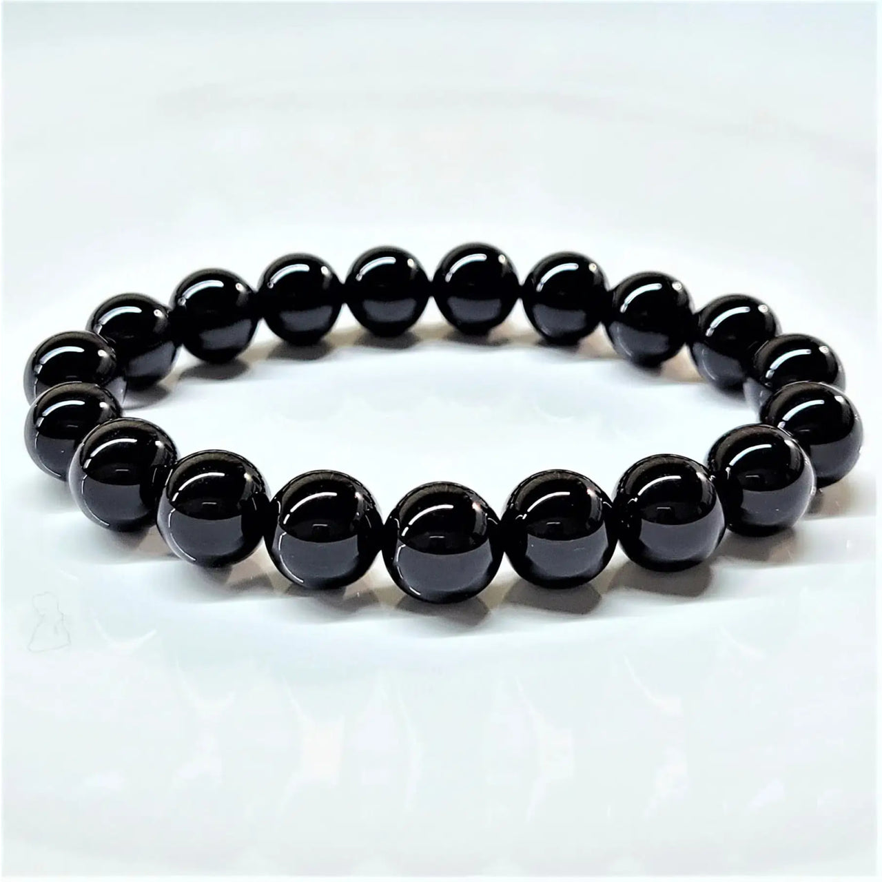 10 mm black onyx bracelet with smooth polished black onyx bead spheres for stylish accessory wear