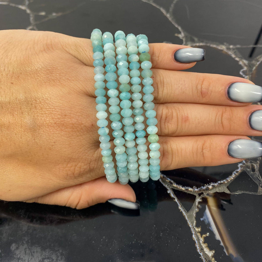Faceted Amazonite 4mm Bracelet #BC0565