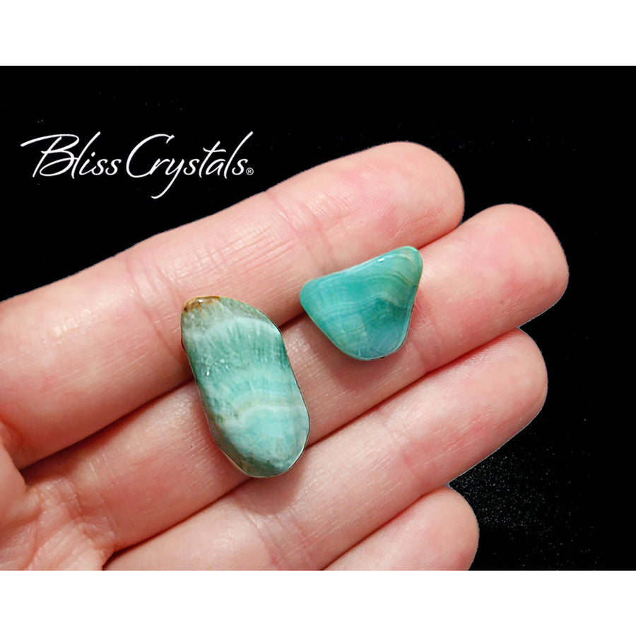 2 Medium Teal Blue CALCITE Tumbled Stone for Study 