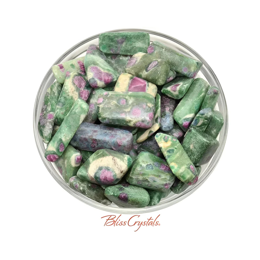 Bowl of Tumbled Ruby Zoisite Stones from the 2 RUBY in FUCHSITE Healing Crystal collection