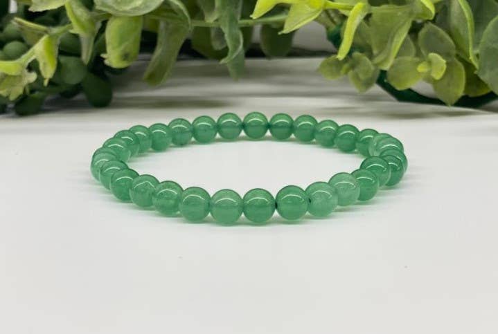 Green Jade 7" Bracelet with 6mm Beads #LV4376