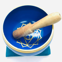 Thumbnail for Cobalt blue Tibetan singing bowl with mandala design in Chakra Singing Bowl Box Set