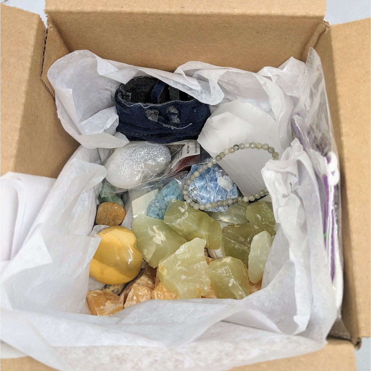 3 lb Treasure Chest filled with mixed rough and tumbled stones, Mystery Surprise Box #SK8140