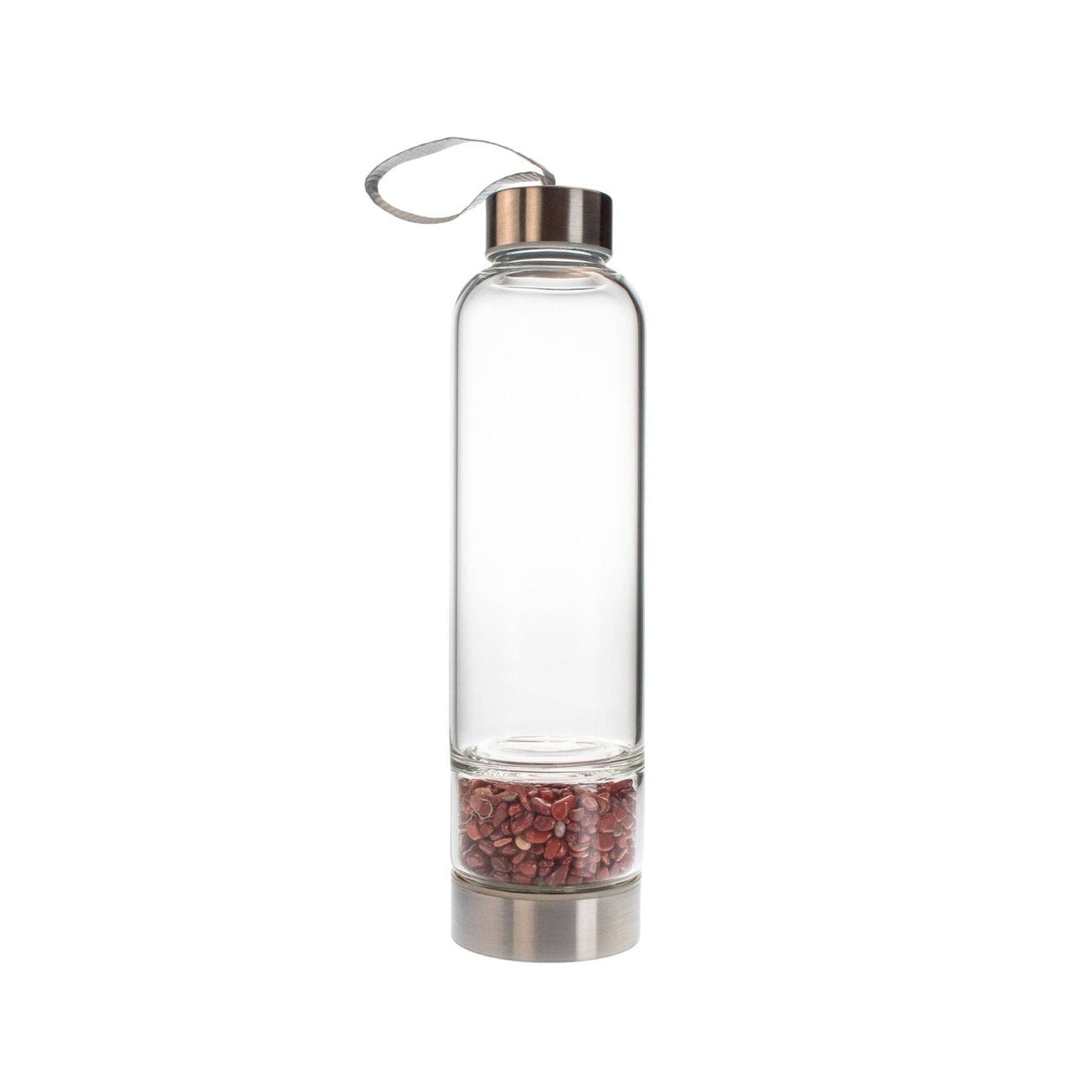 Glass Water Bottle with Crystal Compartment and Sleeve - includes mini crystals #BC0557