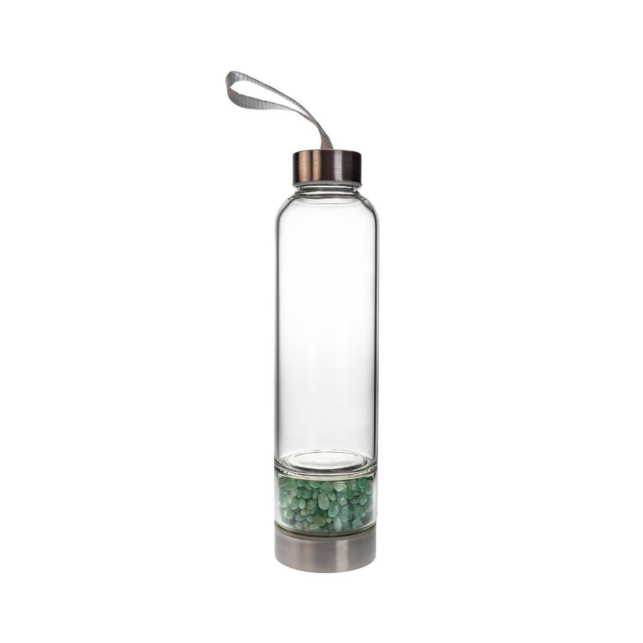 Glass Water Bottle with Crystal Compartment and Sleeve - includes mini crystals #BC0557