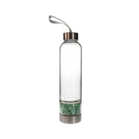 Glass Water Bottle with Crystal Compartment and Sleeve - includes mini crystals #BC0557