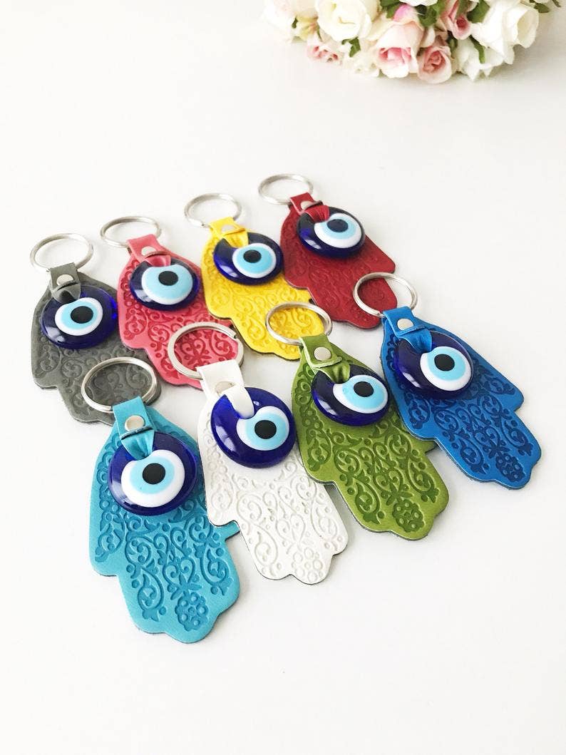 Hamsa Hand Evil Eye Keychain #Q385